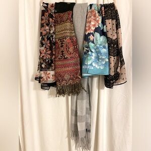 Lot of 5 Luxe Scarves: J Jill, Pashmina, Express, Jim Thompson, Charming Charlie